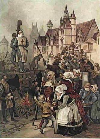 Jacques de Molay, last Grand Master of the Templars, being burned at the stake